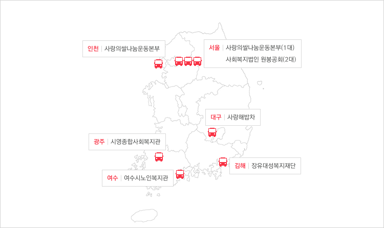 빨간밥차 활동 위치를 안내합니다.