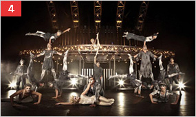 [4번] Banquine : 중세 시대에 기원으로 둔 이탈리아의 전통 곡예술로 인체의 놀라운 민첩성을 보여준다. 15명의 아티스트들은 다양한 곡예와 완벽하게 일치하는 인간 피라미드를 마치 군무(群舞)처럼 보여주며 관객들을 현혹시킨다.