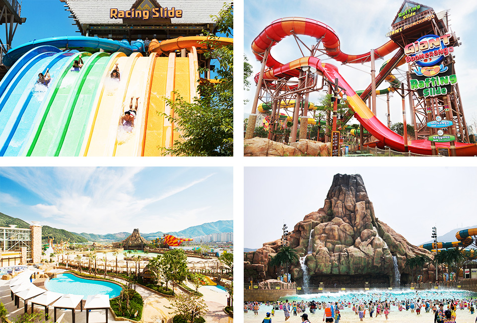 워터파크 내부 전경을 보여주는 사진입니다.